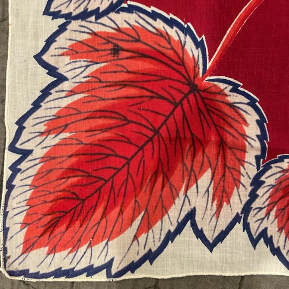 Brilliant Red, White, and Blue Leaf Handkerchief - Picture 2 of 7